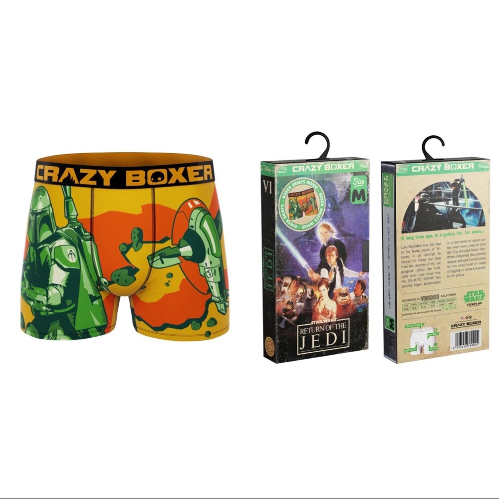 MEN'S BOXER BRIEFS CRAZYBOXER Star Wars Return of the Jedi VHS Tapes Sz Medium